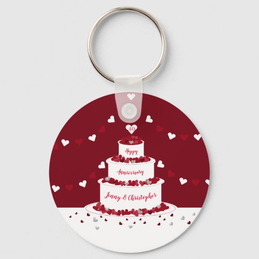40e ruby bruiloft taart design sleutelhanger (Voorkant)