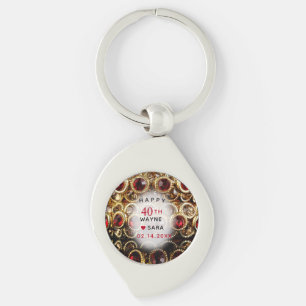 40e Ruby en Gold Jewel Bruiloft Jubileum Sleutelhanger