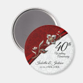 40e Ruby Floral Wedding Jubileum Keepslag Magneet (Voorkant / Achterkant)