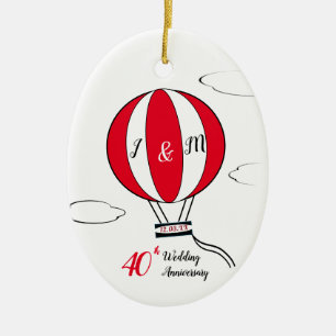 40e ruby hot air ballonfeest keramisch ornament
