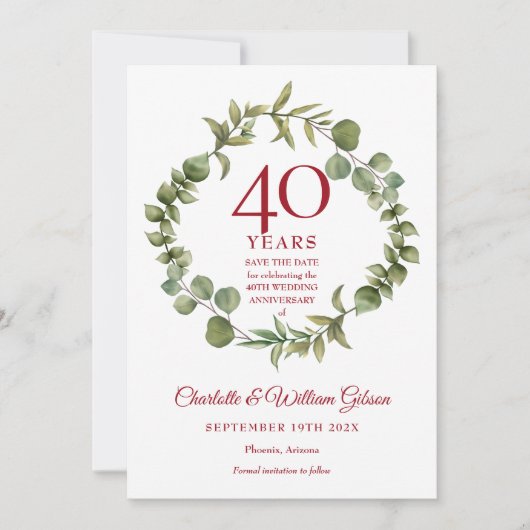 40e Ruby Jubileum Bosgroen Save The Date (Voorkant)