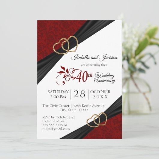 40e Ruby Jubileum Design Kaart (Staand voorkant)