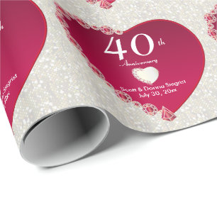 40e Ruby-Jubileum DIY-tekst Cadeaupapier