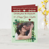 40e Ruby Jubileum foto groen bordeauxrood Kaart (Gele Bloem)