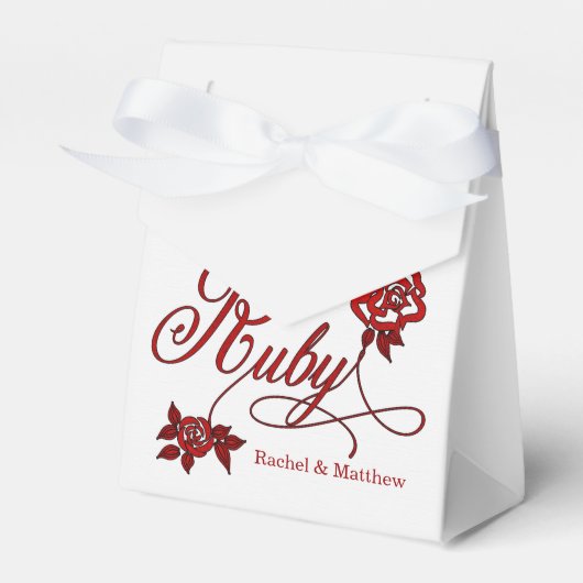 40e Ruby-Jubileum met datum en Initialen Bedankdoosjes (Voorkant Zijde)