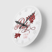 40e Ruby-Jubileum met datum en Initialen Ronde Klok (Hoek)