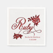 40e Ruby-Jubileum met datum en Initialen Servet (Voorkant)