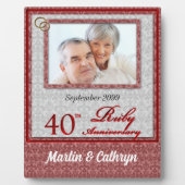 40e Ruby Jubileum Red Damask Foto Fotoplaat (Voorkant)