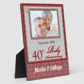 40e Ruby Jubileum Red Damask Foto Fotoplaat (Zijkant)
