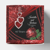 40e Ruby Red Glitter en Roos Jubileum Bedankdoosjes (Bovenkant)