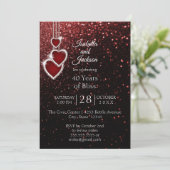 40e Ruby Red Glitter-jubileum Kaart (Staand voorkant)