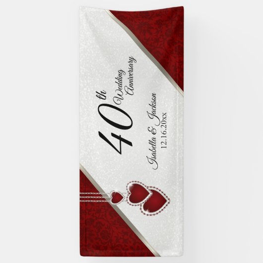 40e Ruby Red Jubileum / Birthday Spandoek (Verticaal)