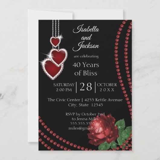 40e Ruby Red Rose-jubileum Kaart (Voorkant)