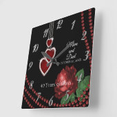 40e Ruby Red Rose-jubileum Vierkante Klok (Hoek)