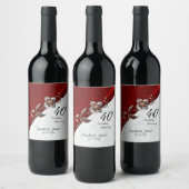 40e Ruby Red Wedding Jubileum Wijn Etiket (Flessen)