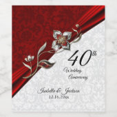 40e Ruby Red Wedding Jubileum Wijn Etiket (Enkel label)