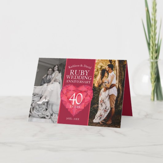 40e Ruby trouwdag nu foto Kaart (Voorkant)