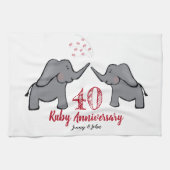 40e ruby trouwdag schattige olifant theedoek (Horizontaal)