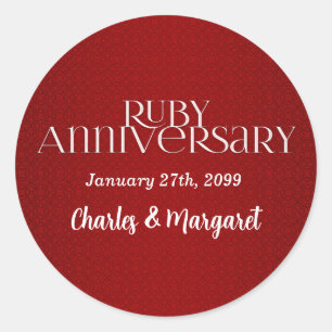 40e Ruby Wedding Annivsersary Ronde Sticker