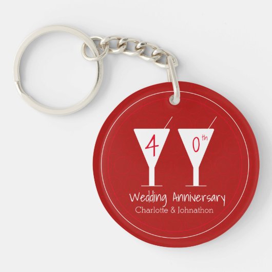 40e Ruby Wedding Jubileum cocktailontwerp Sleutelhanger (Voorkant)