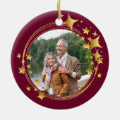 40e Ruby Wedding Jubileum Foto Gold Stars Keramisch Ornament (Achterkant)