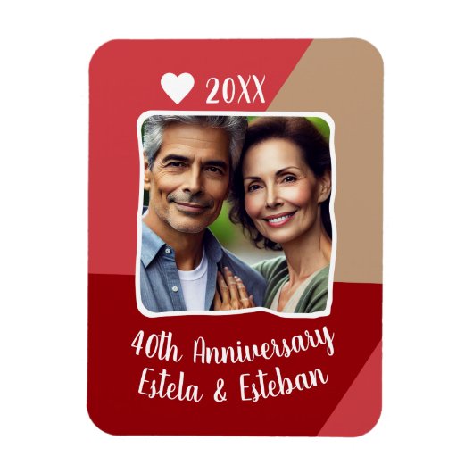 40e Ruby Wedding Jubileum Foto Keepsake Magneet (Verticaal)