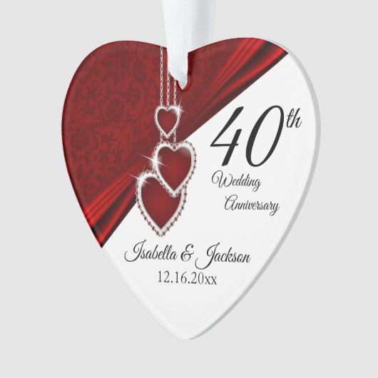 40e Ruby Wedding Jubileum Keepslag Ornament (voorkant)