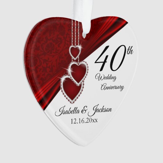 40e Ruby Wedding Jubileum Keepslag Ornament (voorkant)