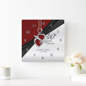 40e Ruby Wedding Jubileum Keepslag Vierkante Klok (Huis)