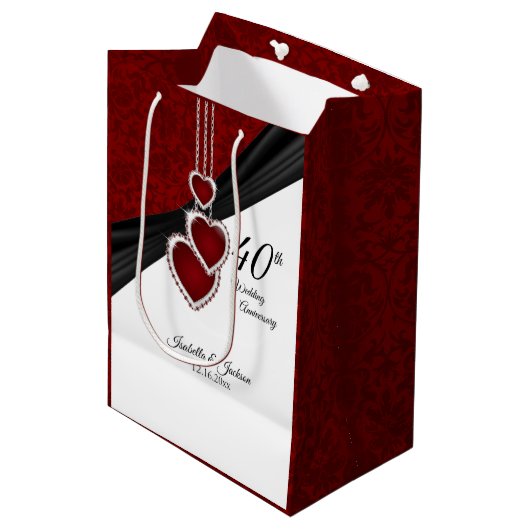 40e Ruby Wedding Jubileum Medium Cadeauzakje (Voorkant Gekanteld)