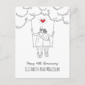 40e Ruby Wedding Jubileum Red Heart Swing Briefkaart (Voorkant)