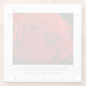 40e Ruby Wedding Jubileum Red Rose Glazen Onderzetter (Achterkant)