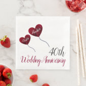 40e Ruby Wedding Jubileum rode ballon Servet (Insitu)