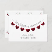 40e Ruby Wedding Jubileum rode hartslag Bedankkaart (Voorkant / Achterkant)