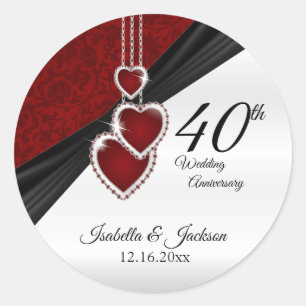40e Ruby Wedding Jubileum Ronde Sticker