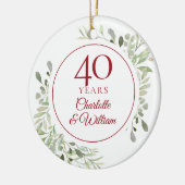 40e Ruby Wedding Jubileum Waterverf Greenery Keramisch Ornament (Links)