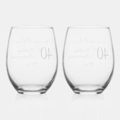 40e Ruby Wedding Jubileum Wijnglas Zonder Voet (Achterkant)