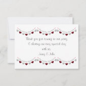 40e Ruby & Zilver Huwelijksverjaardag Bunting Bedankkaart (Achterkant)