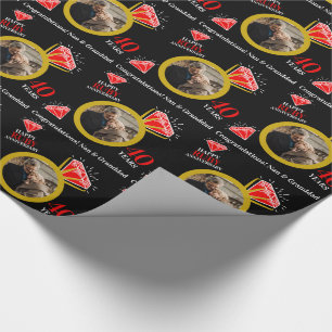 40e rubydag gouden ringfoto, aangepast zwart cadeaupapier