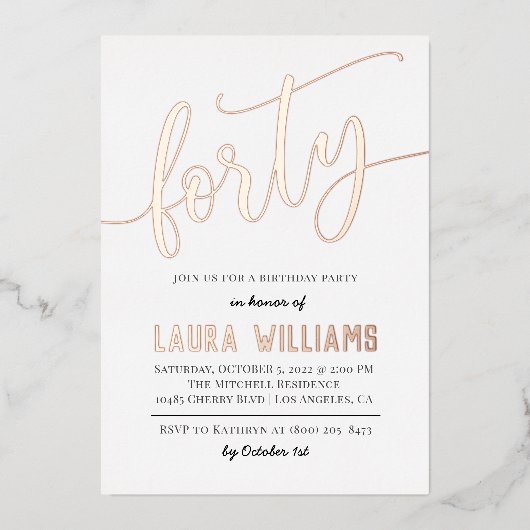 40e Script Word Invitation à l'huile d'anniversair (Recto)