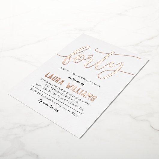 40e Script Word Invitation à l'huile d'anniversair (Rotation)