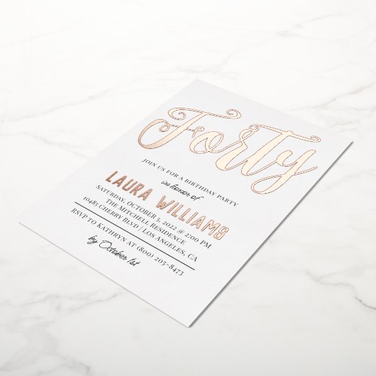 40e Script Word Invitation à l'huile d'anniversair (Rotation)