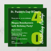 40e ST PATRICK Birthday Party Shamrock A02 Kaart (Voorkant / Achterkant)