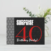 40e surrogaat Birthday Red Black White Pattern Kaart (Staand voorkant)