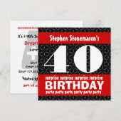 40e surrogaatdag in Black Red White Kaart (Voorkant / Achterkant)