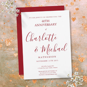 40e trouwdag jubileum Robijn Elegant script Kaart