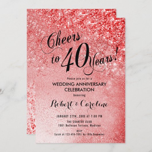 40e trouwdag Robijnrood Kaart (Voorkant / Achterkant)