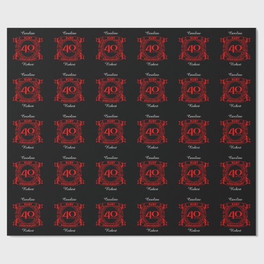 40e trouwdag ruby crest cadeaupapier (Vlak)