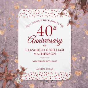 40e trouwdag Ruby Harten Save the Date Magneet