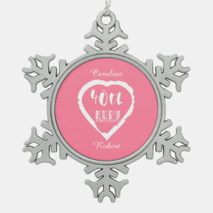 40e trouwdag traditionele ruby tin sneeuwvlok ornament